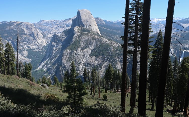 The classic view on the trail just as you leave Glacier Point