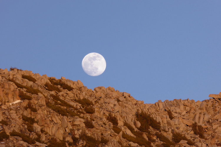 Moonrise at sunset over Golden Lake