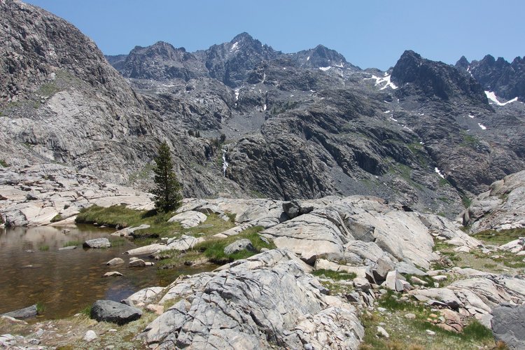 Approaching Twin Island Lakes, looking back on the SHR traverse.