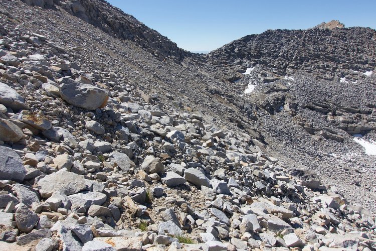 Looking at the west face of Blue Lake Pass.