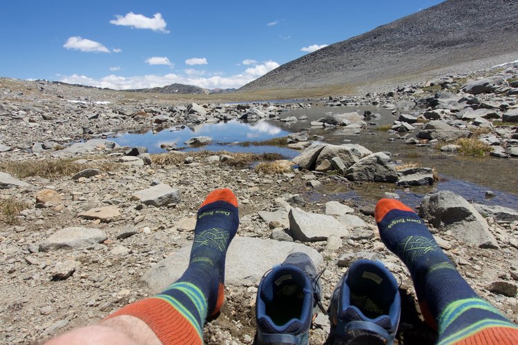 Sock Check at &quot;Thank You Tarn&quot; below Parsons Peak