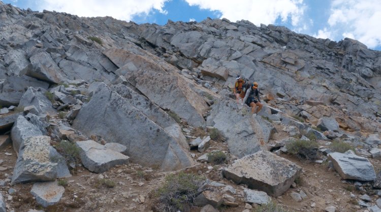 Carefully picking our way down Stanton Pass