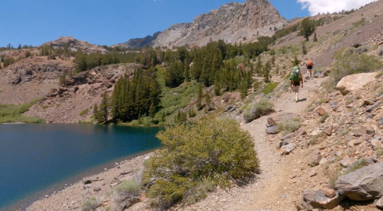 Climbing above Blue Lake
