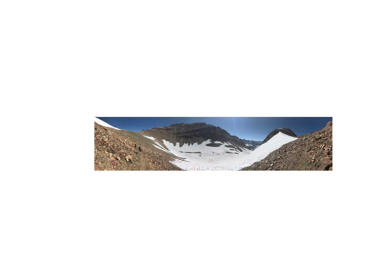 Bowl east of McGee Pass, Aug 2017 (high snow year)