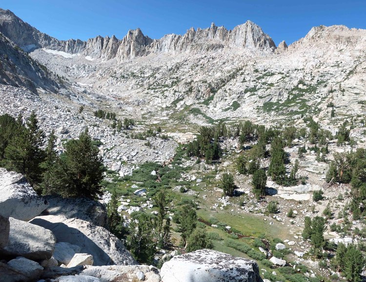 View when dropping into the valley above Isaak Walton Lake