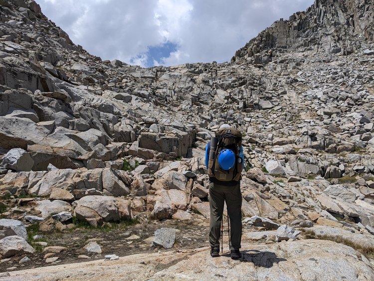 Looking at the headwall of the Knapsack pass.