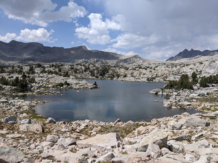 One of the more remote lakes in the basin where we camped.