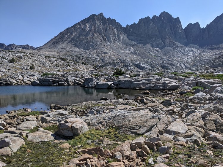 Near one of the tarns in the basin with a good view of Mt Agassiz and Col.
