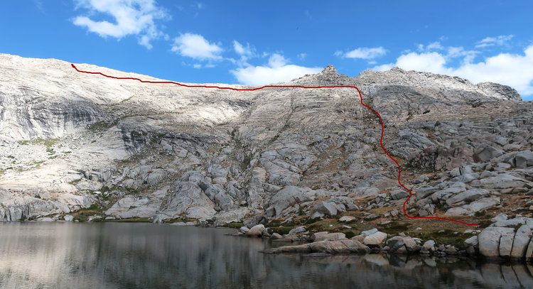 Route from Tablelands Tarn to Lakes above Big Bird