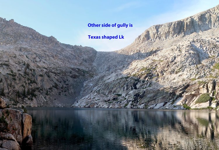 Gully from Lk 10458 to Texas shaped lake (2021)