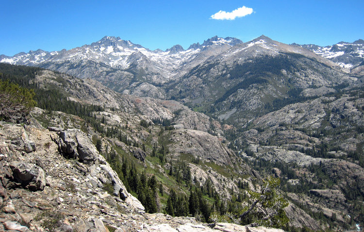 View towards Mt Ritter from the trail (11:35 on Day 1)
