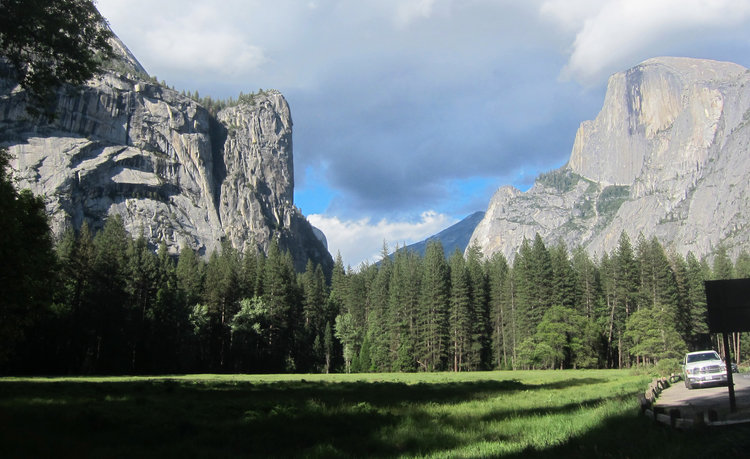 Half Dome in morning clouds