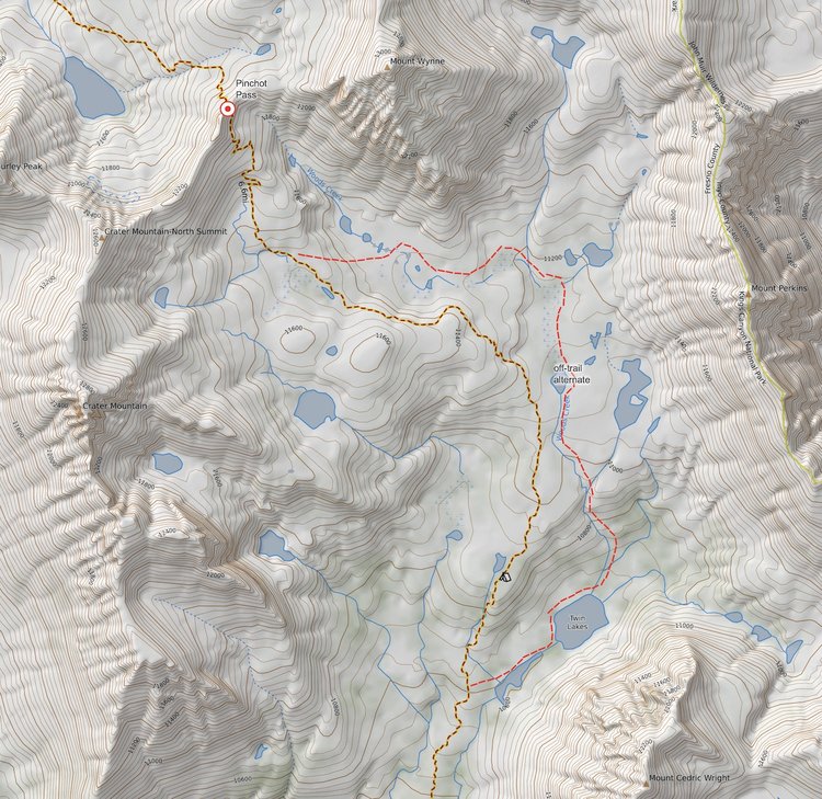 Off-trail alternate through Woods Creek headwaters