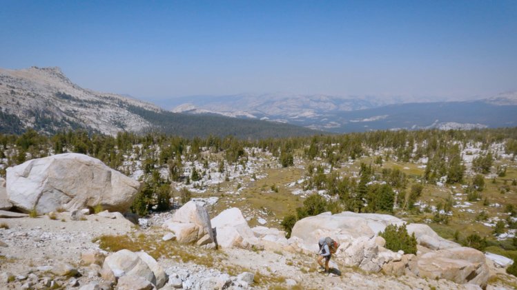 Ascending towards Johnson Peak lakes looking north toward TM