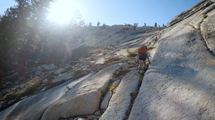 The granite ramp up to Matthes Lake from Echo Creek