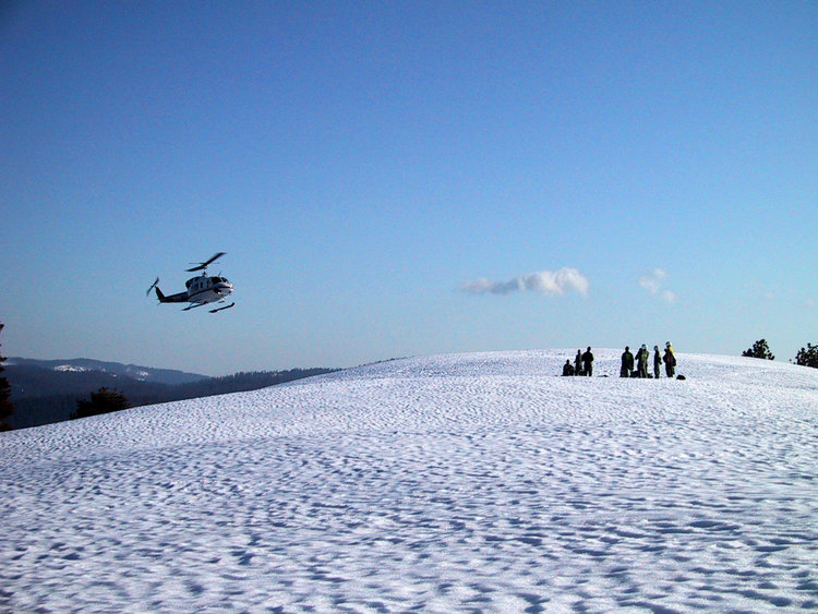 Snow towards El Cap/ rescue team practice