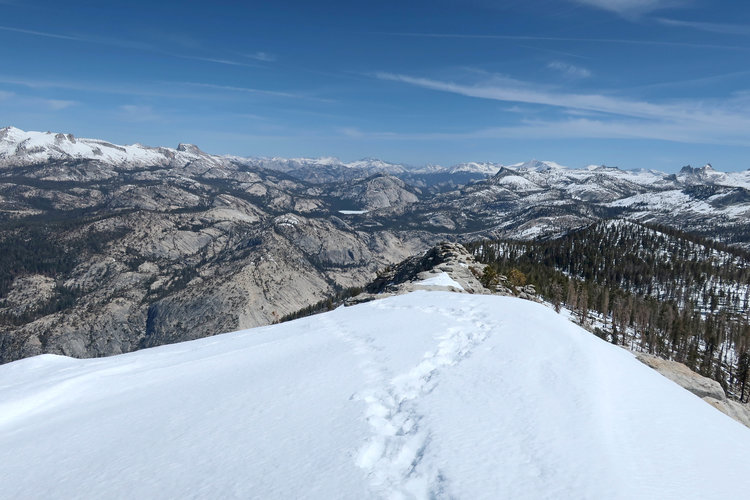 Frozen Tenaya Lake from top of Clouds Rest