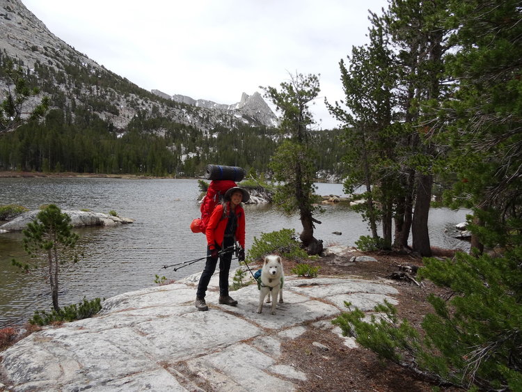 Jasmine Rose and I passing Upper Pine Lake