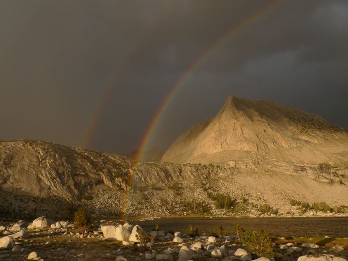 Double rainbow after storm over Pearl Lake