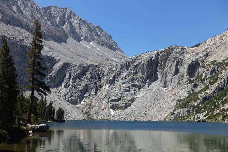 Fourth Recess Lake and falls from east shore
