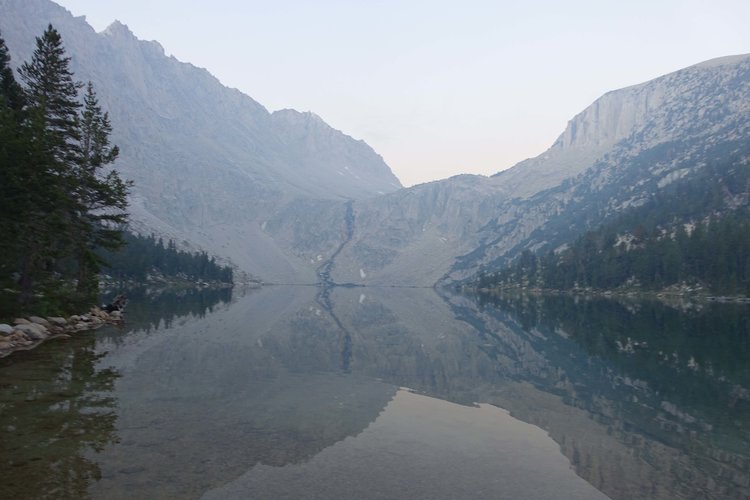 Smoke at dawn over Fourth Recess Lake