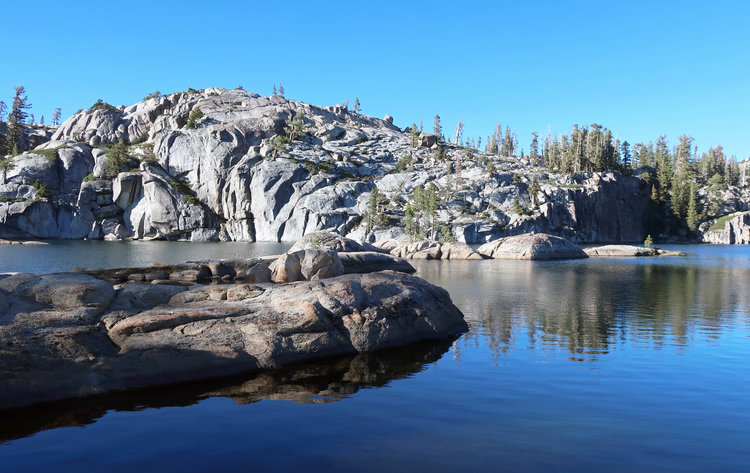 Latora Lake from end of bench by camp