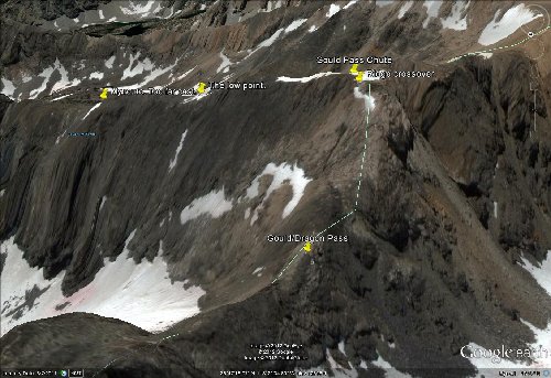 north side of ridge to gould pass