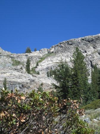 Nearing the headwall. We followed the &quot;green path&quot; to the left