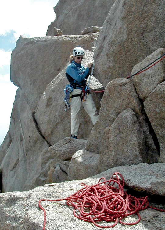 belaying the summit block  12:35PM