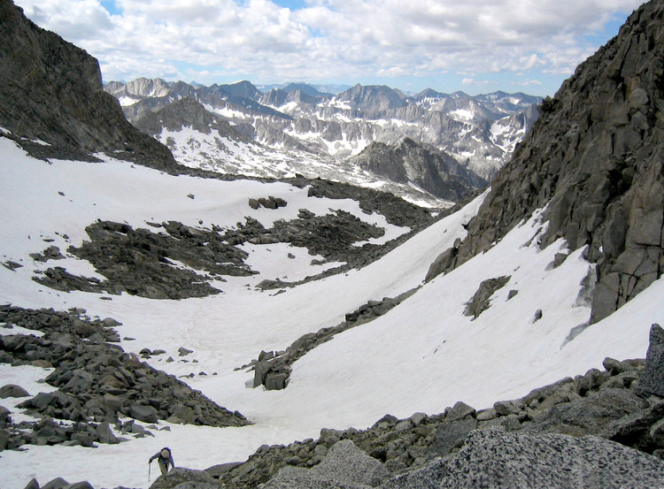 ascending snow towards Mt Sill  9:50AM