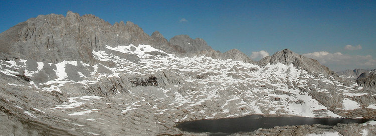 Palisade Crest and lake at head of Glacier Creek *
