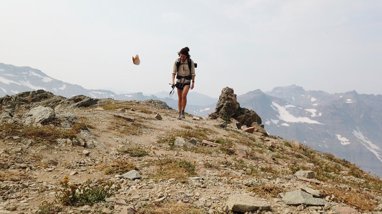 Butterfly and Me Atop Goat Rocks
