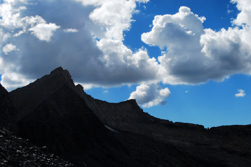 View of Finger ridge from Blue Canyon Peak. Finger pass is the slot on the right.