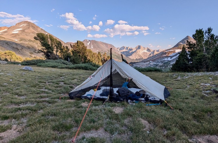 Camping at 10,400' in Virginia Canyon with my DIY cuben fiber tent. I constructed it myself 10 years ago. It's survived more than 200 nights, and still is alive and kicking.