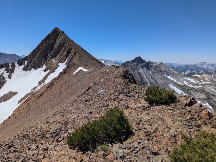 On Twin Peaks Pass, looking at Virginia Peak's north ridge