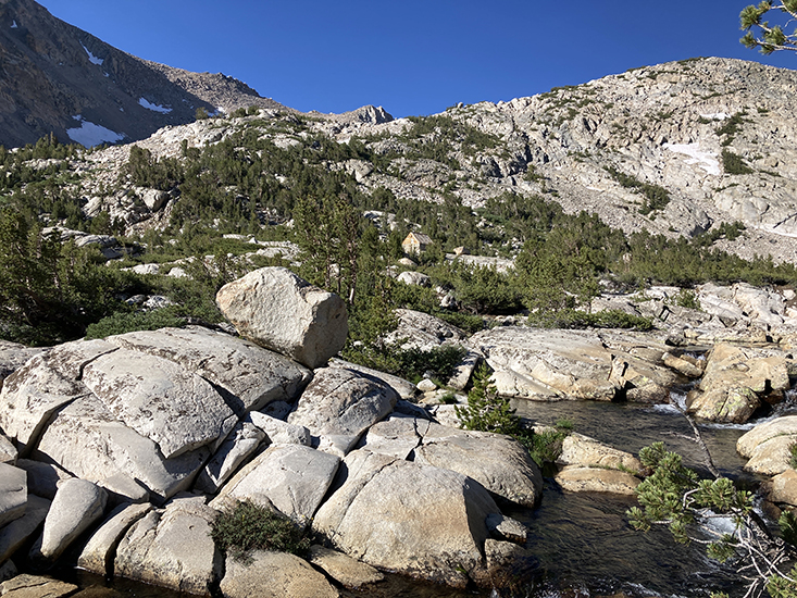 Above our camp at Piute Lake is this little hut (centered in the photo) - what's it for?