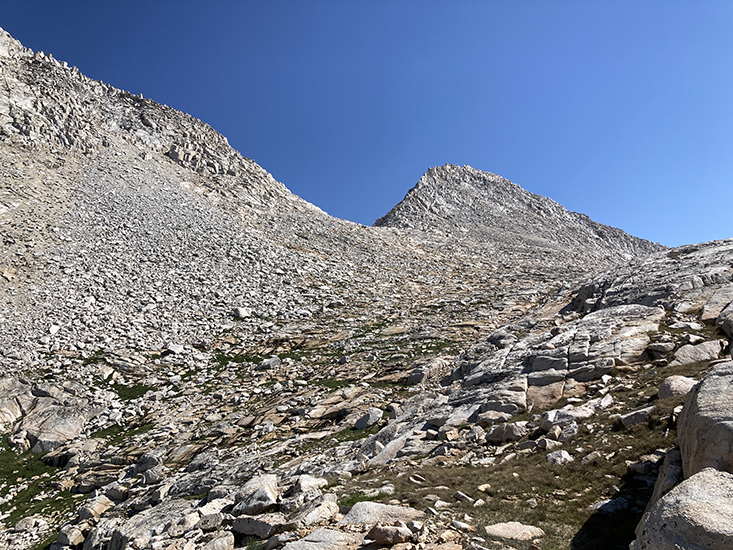 The last bit up the south side to Feather Pass is pretty mellow, despite its appearance.