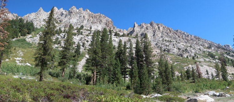 Pinnacles north of trail below L Vidette Meadow