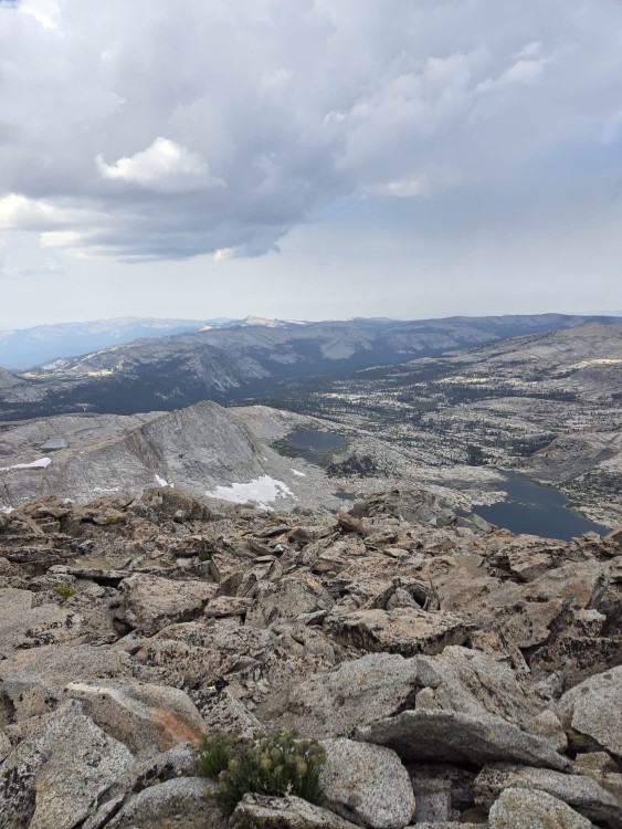 looking down to bighorn and ambition lakes