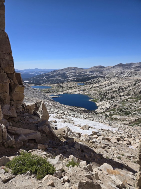looking down to cathedral lake from finger col
