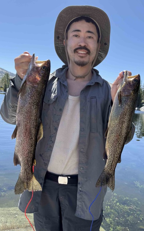 Lee's two best rainbows of 19 and 16.5&quot;.  Back in the Bay Area our fish provided main courses for two dinners (cooked by Lee) and two additional lunches for me.