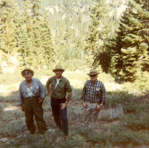 My Scoutmaster, my Dad, another kid's Dad, Hiram Meadow, Highland Ck drainage, Ebbetts Pass area, July '68
