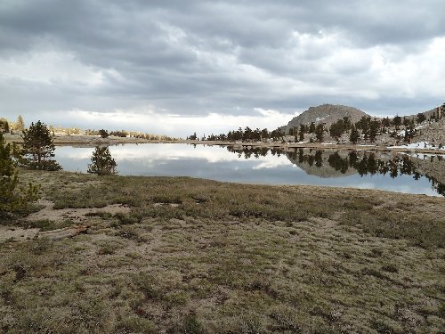 Late afternoon view east across Cirque Lake