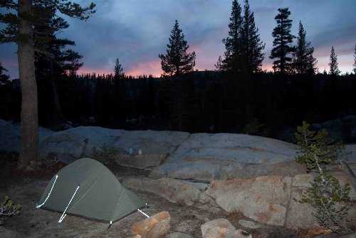 Campsite at sunset (flash)