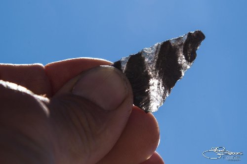 Banded obsidian point, central Yosemite