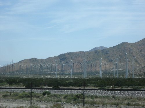 Wind turbines.