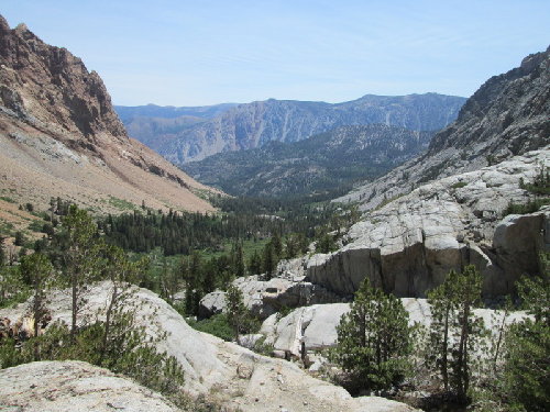 Looking back towards South Lake on climb to Piute Pass