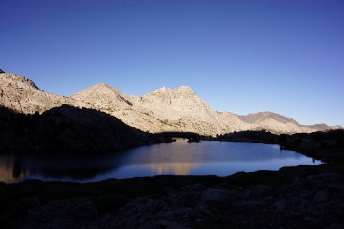 Looking back across Evolution Lake
