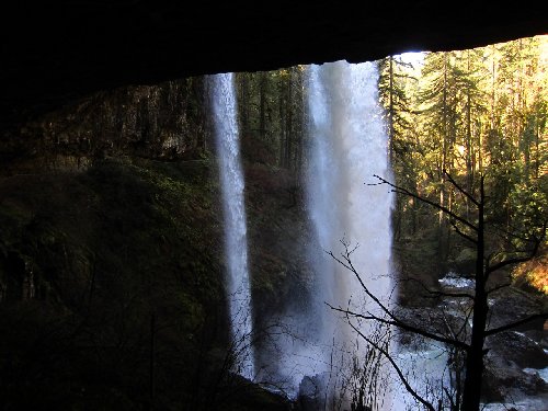 Looking out from Behind the falls