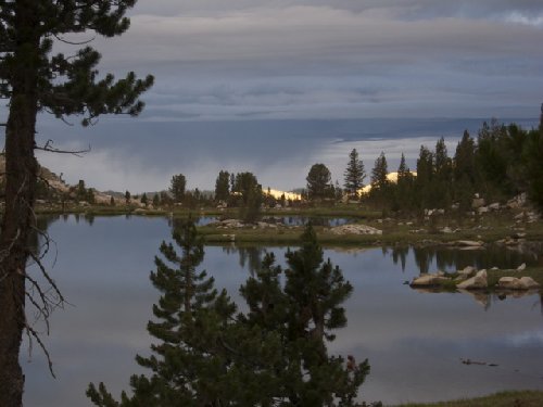 Sunrise light looking w across Reyman Lake